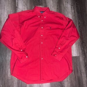 Vintage XL Polo Ralph Lauren Red Button Down Shirt Heavy